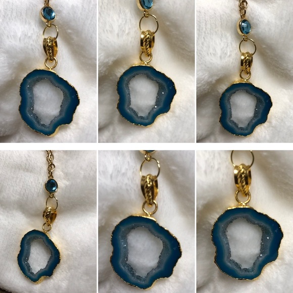 Layered Agate Druzy Necklace – Turquoise WDH10064 - Picture 5 of 8